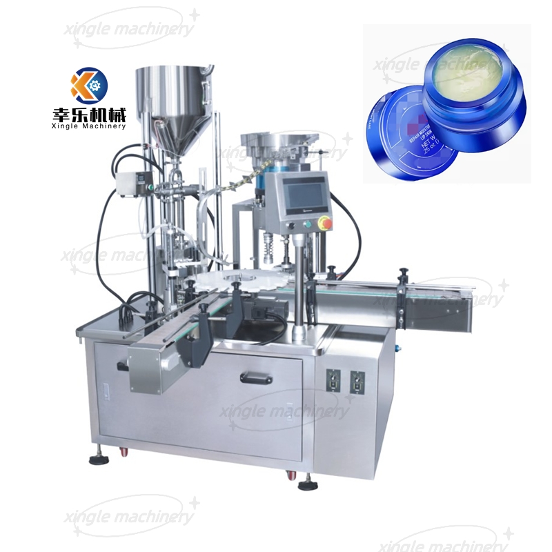 Máquina de enchimento e tamponamento de pasta para garrafas pequenas totalmente automática