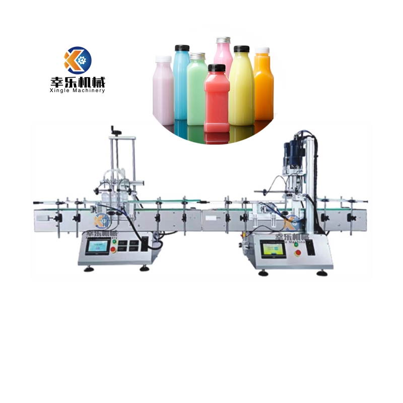 Linha automática de rotulagem de enchimento e tampa de líquido de mesa