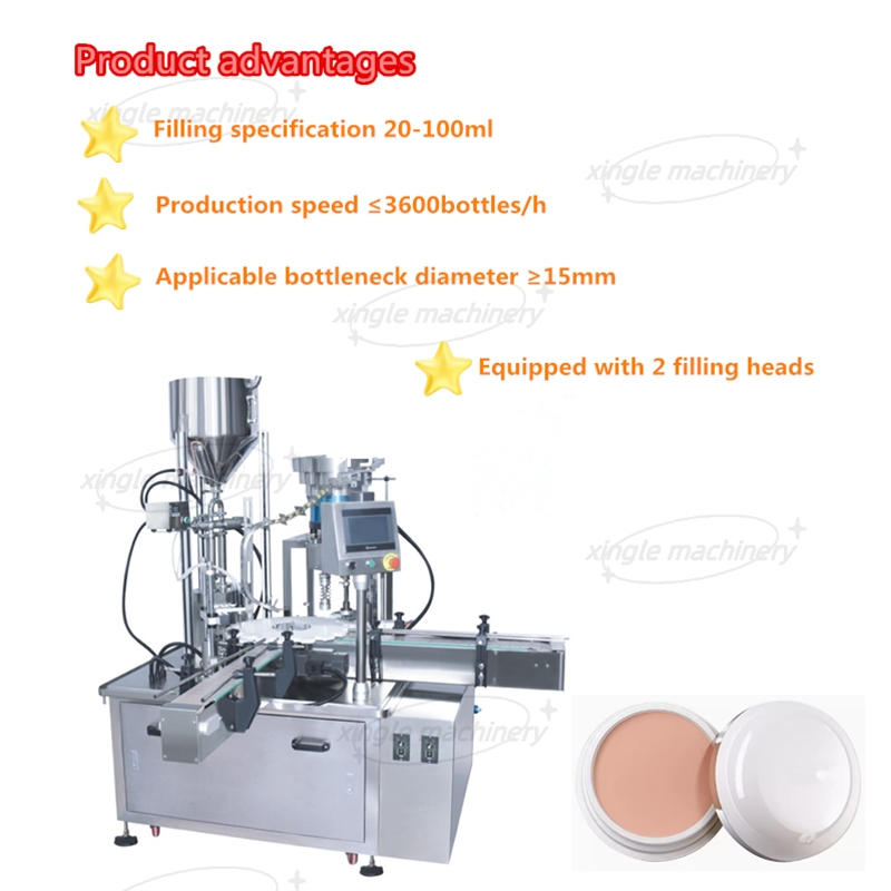 Máquina de enchimento e tamponamento de pasta para garrafas pequenas totalmente automática