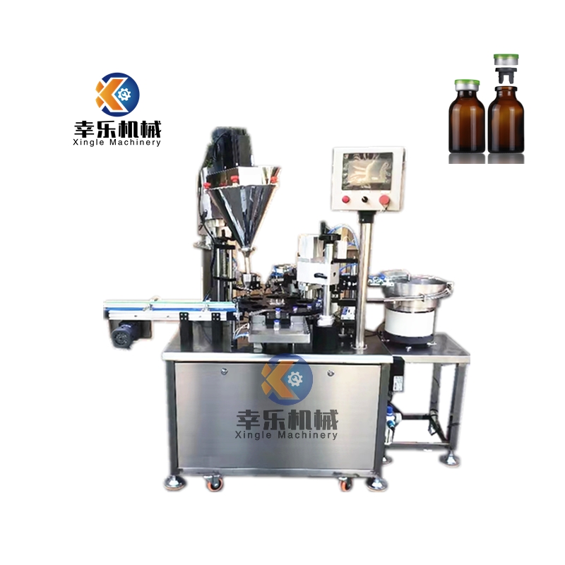 Máquina automática de enchimento e tampagem de frascos de pó farmacêutico