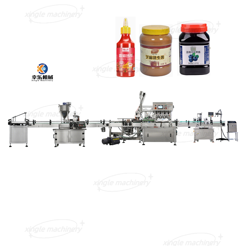 Linha de produção de embalagem para enchimento automático de pasta de geléia de garrafa