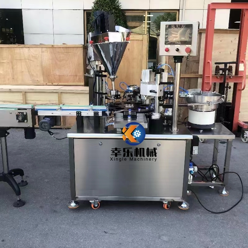 Máquina automática de enchimento e tampagem de frascos de pó farmacêutico