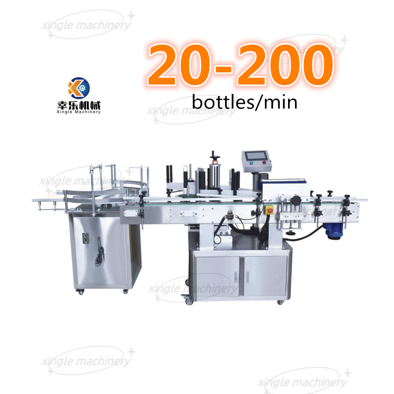 Máquina automática de rotulagem vertical de garrafas redondas para garrafas de vidro