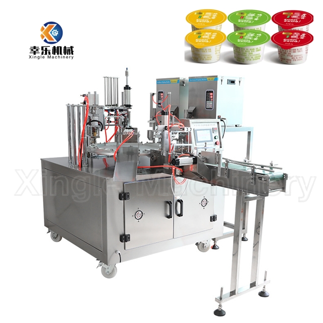 Máquina automática de enchimento e selagem de copo de iogurte e geléia de molho