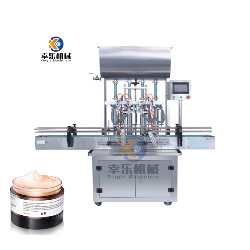 Máquina de enchimento de creme cosmético de pasta de quatro cabeças