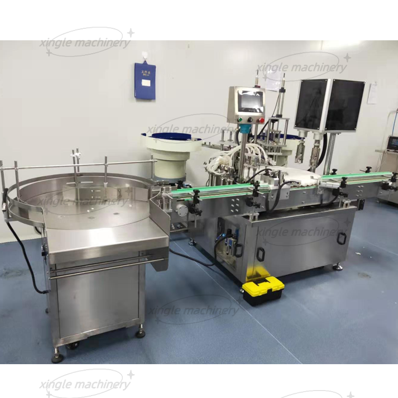 Máquina de enchimento e tampagem de frasco de esmalte de cabeça dupla totalmente automático
