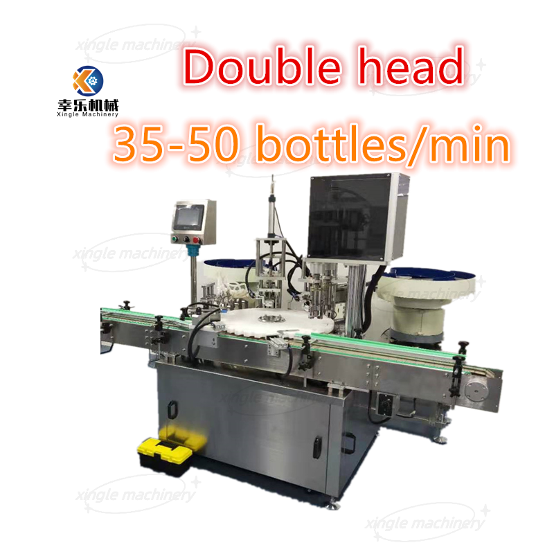 Máquina de enchimento e tampagem de frasco de esmalte de cabeça dupla totalmente automático