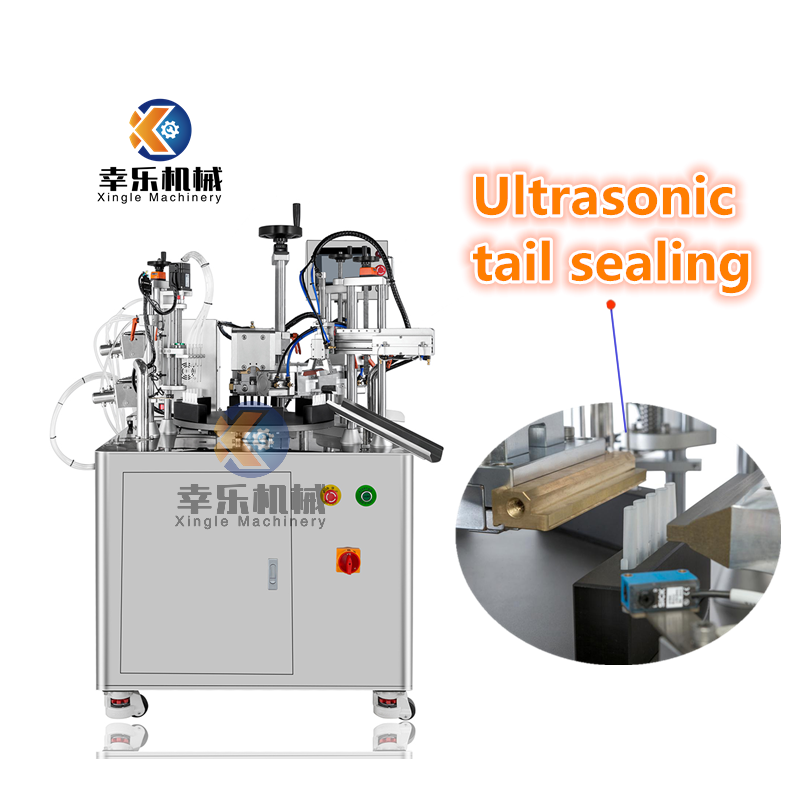 Máquina semiautomática de enchimento e selagem de tubos cosméticos contínuos