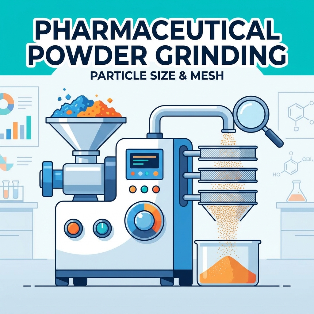 Moagem de pó farmacêutico: tamanho de partícula, tamanho de malha e considerações sobre materiais