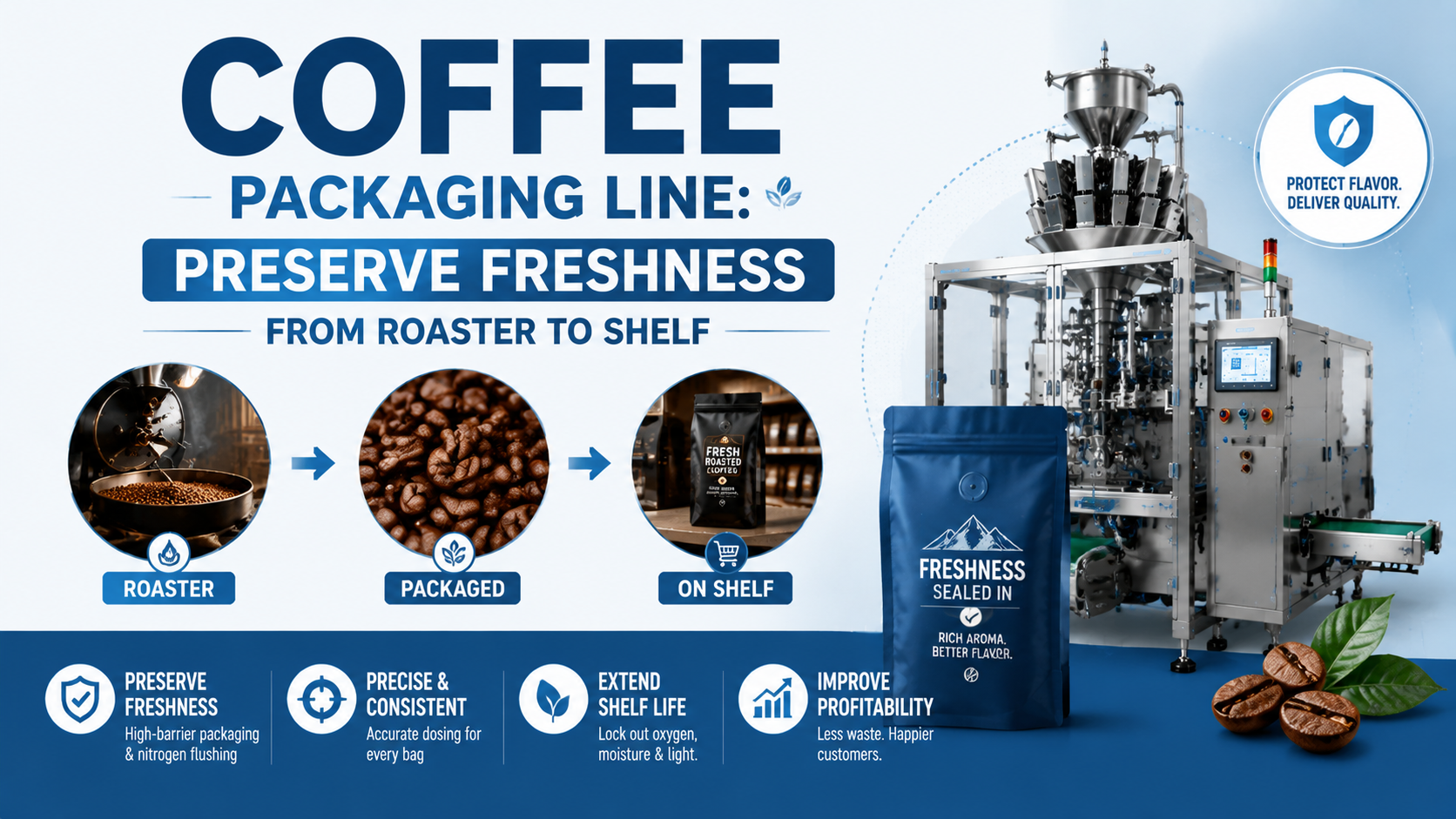 Linha de embalagem de café: preserva o frescor da torrefadora até a prateleira