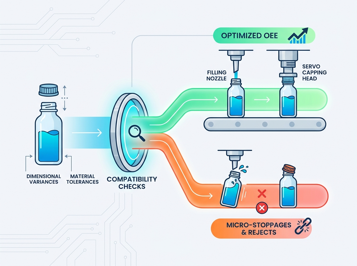 Configura&ccedil;&atilde;o automatizada de linha de enchimento e tampamento